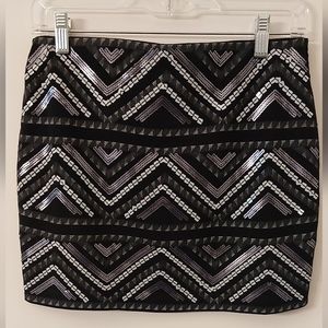 Express Zig Zag Sequin/Beaded Mini Skirt Size XS